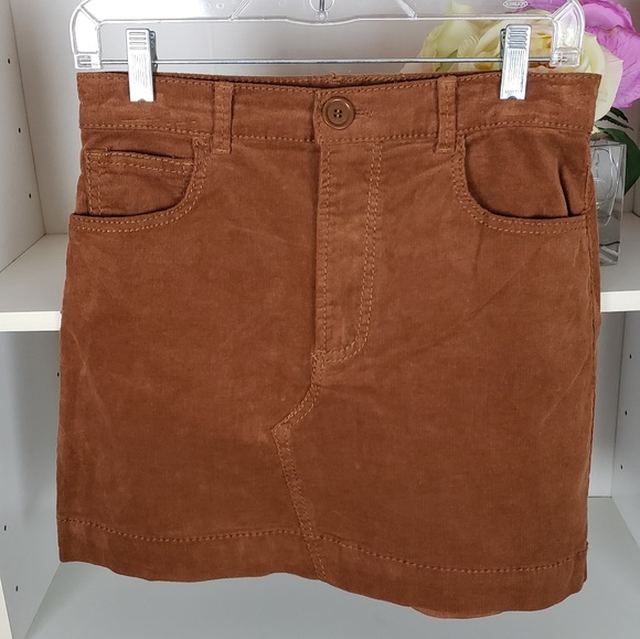 Brown Corduroy Mini Shirt SZ25 NWT - Picture 2 of 5